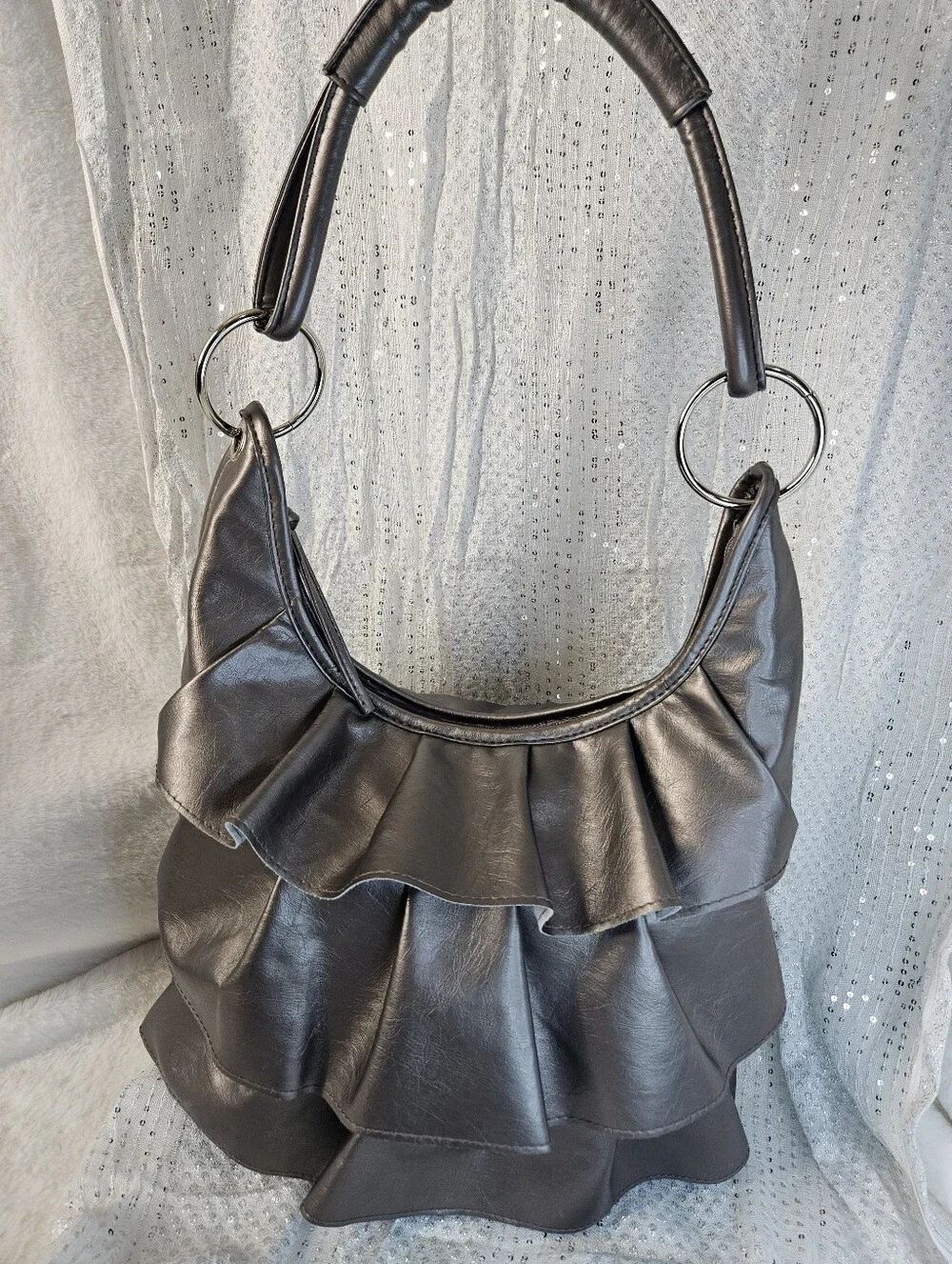 Y2K Style Ruffle Hobo Shoulder Bag NWOT